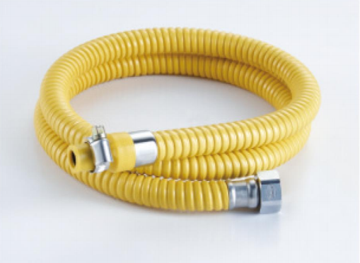 Metal sheathed hose for gas appliance connection